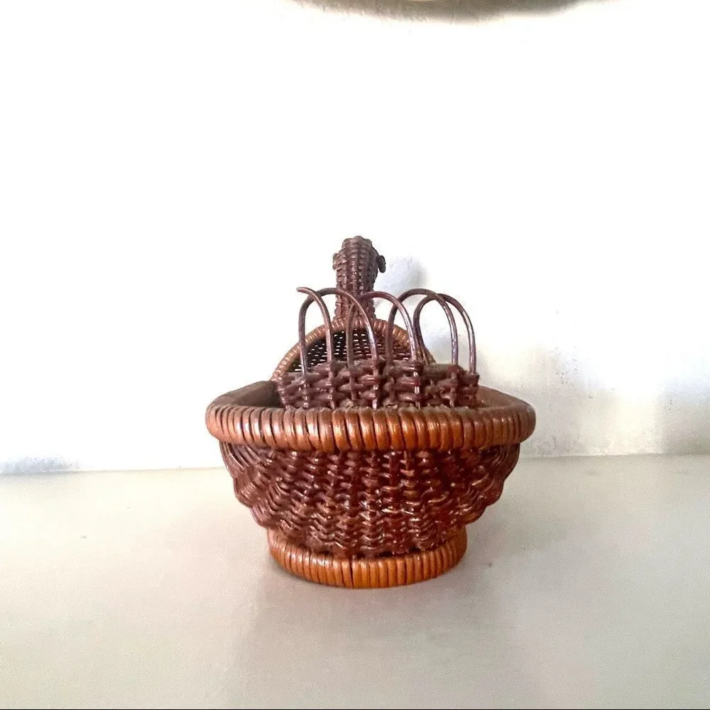 Vintage duck rattan basket